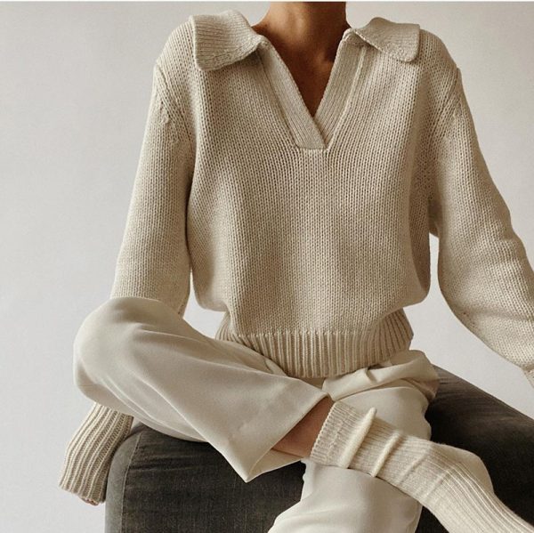 Versatile Comfy Blend Milano Polo Style Knit Pullover Sweater